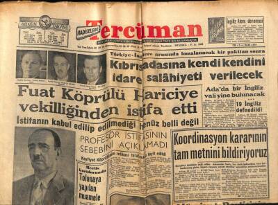 Tercüman Gazetesi 20 Haziran 1956 - Fuat Köprülü Hariciye Vekilliğinden İstifa Etti GZ54008 - 1