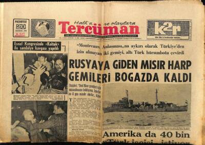 Tercüman Gazetesi 20 Haziran 1966 - Rusyaya Giden Mısır Harp Gemileri Boğazda Kaldı GZ61834 - 2