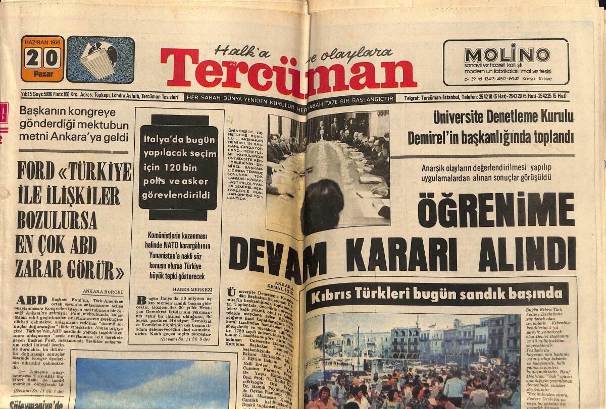 Tercüman Gazetesi 20 Haziran 1976 - Paris'te 21.Asrın Şehri Kuruldu - THKO Gaziantep'de Üs Kurmuş GZ160291 - 1