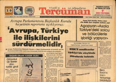 Tercüman Gazetesi 20 Haziran 1981 - Beşiktaş Kulübü Kampanyasını Başlattı - Beni Sadrın İranı Terkettiği Bildiriliyor GZ126750 - 1
