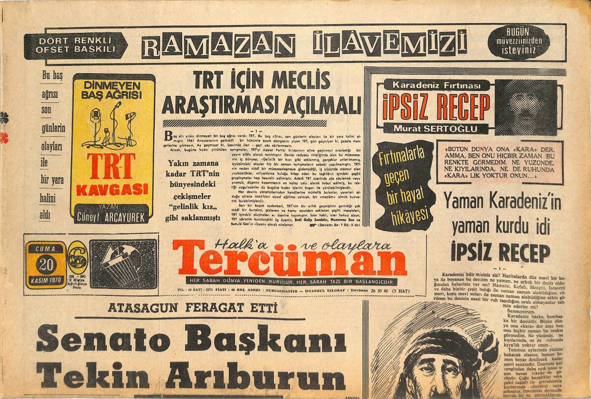 Tercüman Gazetesi 20 Kasım 1970 - Paşabahçe Mamullerine Zam Yapıldı - Rektör Makamından Zorla Çıkarıldı GZ145062 - 1