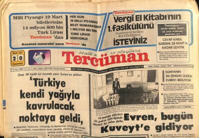Tercüman Gazetesi 20 Mart 1982 - Kenan Evren Bugün Kuveyte Gidiyor GZ54264 - 1