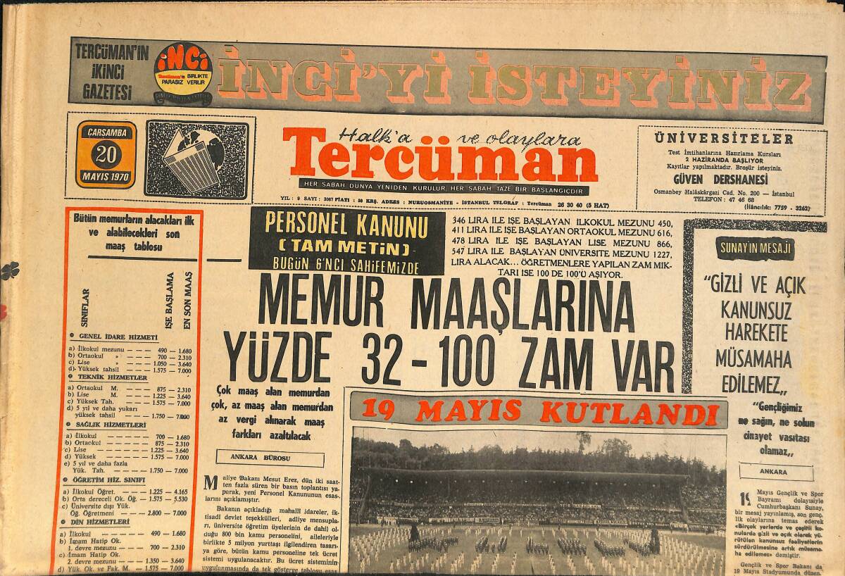 Tercüman Gazetesi 20 Mayıs 1970 - Samet Ağaoğlu Ve Avukatına Verilen Cevaplar - Kâmuran Soykıray , Giresunspor'u Bıraktı GZ145435 - 1