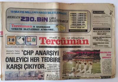 Tercüman Gazetesi 20 Mayıs 1977 - Kanlı 1 Mayıs 19 Mayısta Tribünleri Boş Bıraktı GZ10875 - 1
