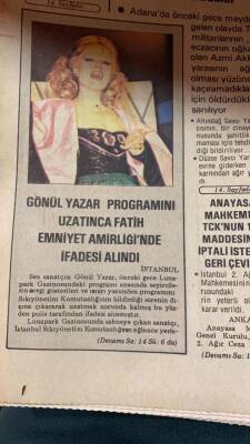 Tercüman Gazetesi 20 Nisan 1979 - Gönül Yazar Programını Uzatınca Fatih Emniyet Amirliğinde İfadesi Alındı GZ69057 - 2
