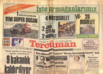 Tercüman Gazetesi 20 Ocak 1983 - Düşen Uçaktaki Hostes Konuştu, Mediha Şen, Örümcek Adam Çizgi Roman GZ124129 - 1