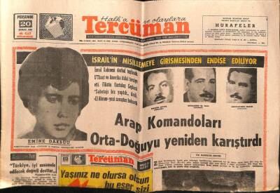 Tercüman Gazetesi 20 Şubat 1969 - Arap Komandolar Orta Doğuyu Yeniden Karıştırdı GZ55126 - 1