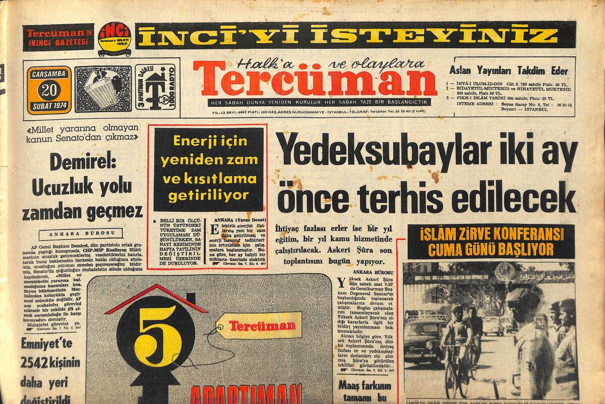 Tercüman Gazetesi 20 Şubat 1974 - Sağ Sol Tartışması İle Madenlerimiz İşgal Ediliyor - Filipinli Müslümanların Durumu Ele Alınacak GZ145898 - 1