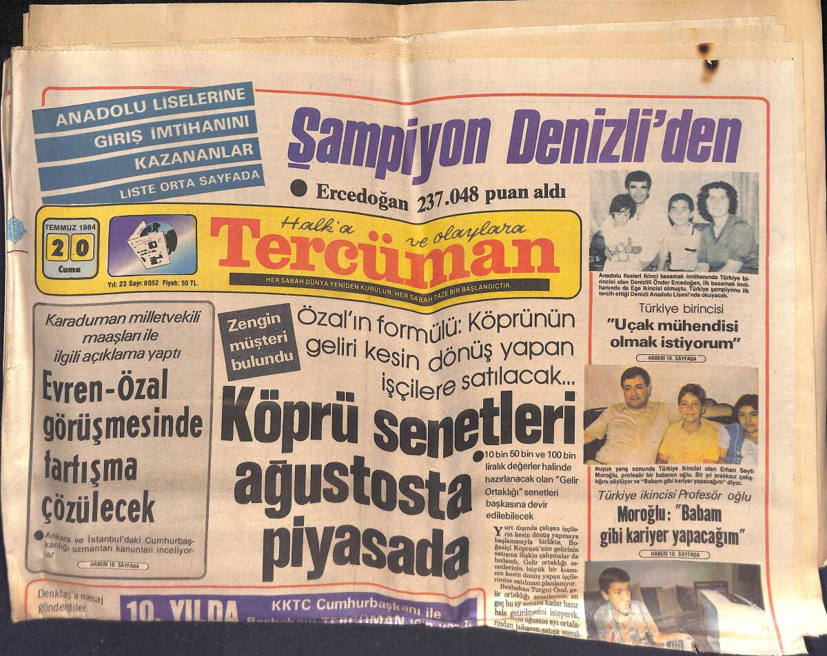 Tercüman Gazetesi 20 Temmuz 1984 - Evren; Kıbrıs'ta Türk Halkının Yanındayız - Türk Hava Yollarının Uçağının Motoru Havada Alev Aldı GZ132664 - 1