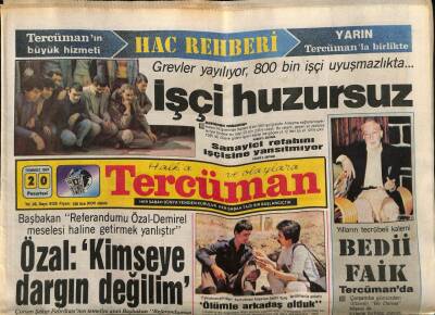 Tercüman Gazetesi 20 Temmuz 1987 - Grevler Yayılıyor , 800 Bin İşçi Uyuşmazlıkta... GZ70323 - 2