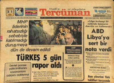Tercüman Gazetesi 21 Ağustos 1981 - Türkeş 5 Gün Rapor Aldı - Milli Takım Kalesini Şenol Koruyacak GZ127202 - 1