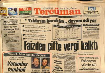 Tercüman Gazetesi 21 Aralık 1983 - Faizden Çifte Vergi Kalktı GZ67281 - 1