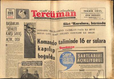 Tercüman Gazetesi 21 Haziran 1966 - Komando Taliminde 16 Er Sulara Kapılıp Boğuldu - Fenerbahçe Kaleci Yılmazı İade Edecek GZ123581 - 1