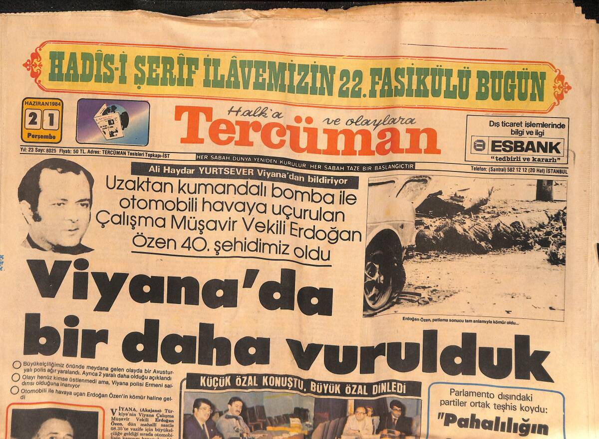 Tercüman Gazetesi 21 Haziran 1984 - ANAP Milletvekilleri de Pahalılıktan Şikayetçi - Viyana'da Bir Daha Vurulduk GZ134609 - 1