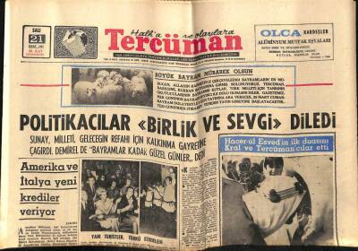 Tercüman Gazetesi 21 Mart 1967 - Politikacılar Bayramda Birlik Ve Sevgi Dilediler GZ54204 - 1