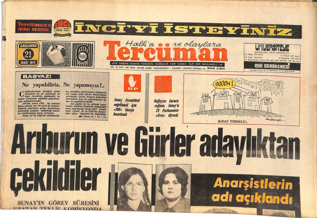 Tercüman Gazetesi 21 Mart 1969 - Anarşistlerin Adı Açıklandı - Bayern München'e Karşı Cruyff, Bu Gece Oynamıyor GZ144906 - 1