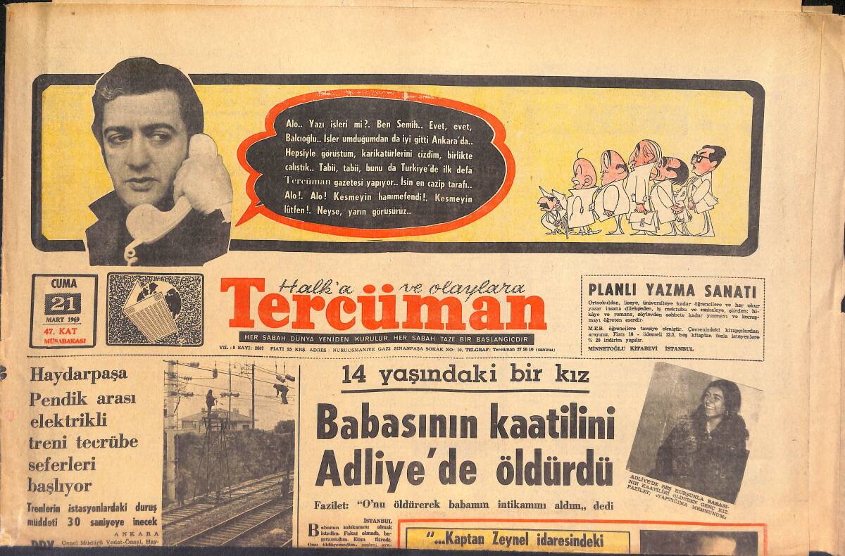 Tercüman Gazetesi 21 Mart 1969 - Gazanfer Bilge Tedavi Altına Alındı - Ve Antrenör Kırımı Başladı! - Gegiç: Galatasaray'la Hesabımız Henüz Kapanmadı! GZ146117 - 1