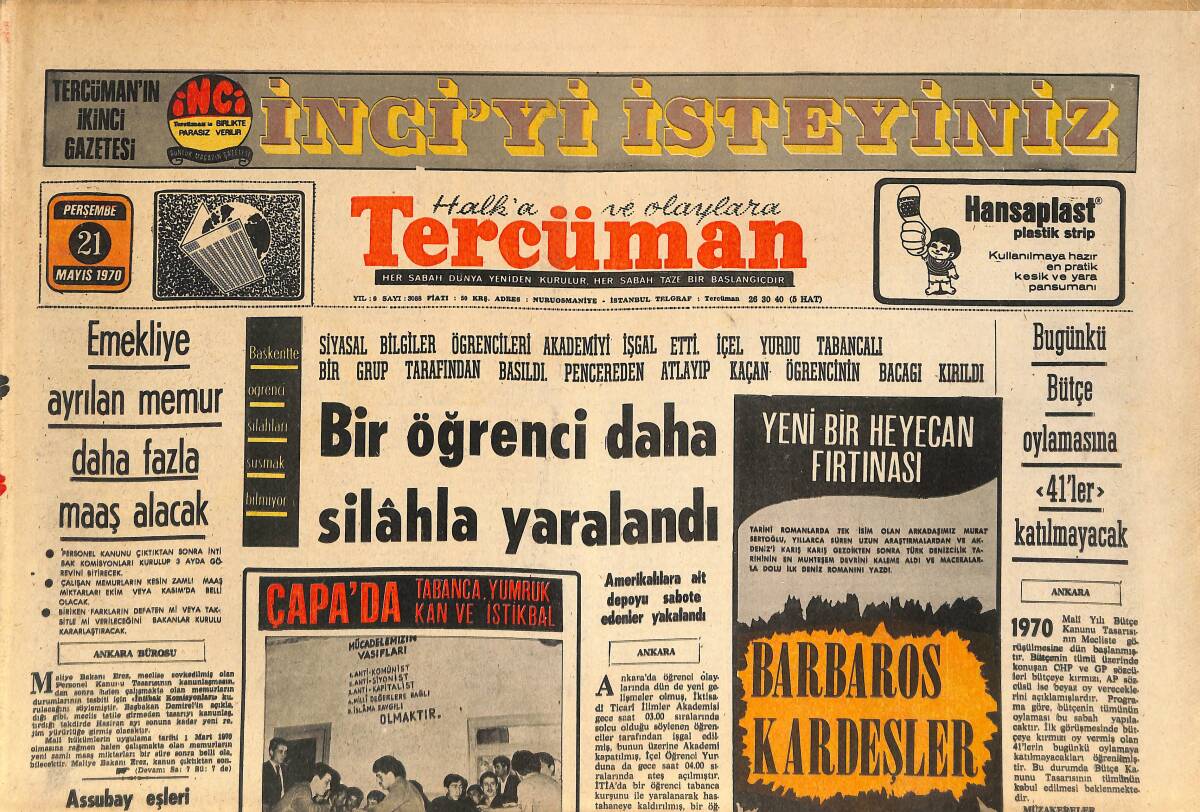 Tercüman Gazetesi 21 Mayıs 1970 - Kupa Göztepe'nin - Emekliye Ayrılan Memur Daha Fazla Maaş Alacak GZ145434 - 1