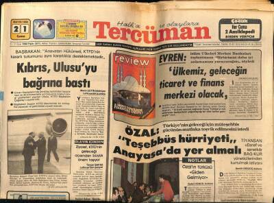 Tercüman Gazetesi 21 Mayıs 1982 - Turgut Özal,Teşebbüs Hürriyeti Anayasada Yer Almalı GZ54498 - 1