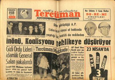 Tercüman Gazetesi 21 Nisan 1962 - İnönü , Koalisyonu Tehlikeye Düşürüyor GZ67982 - 2