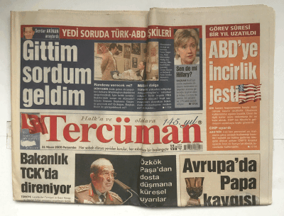 Tercüman Gazetesi 21 Nisan 2005 - ABDye İncirlik Jesti GZ5819 - 2