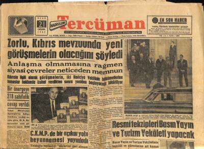 Tercüman Gazetesi 21 Ocak 1959 - Zorlu , Kıbrıs Mevzuunda Yeni Görüşmelerin Olacağını Söyledi GZ98510 - 1