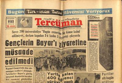 Tercüman Gazetesi 21 Ocak 1963 - Gençlerin Bayarın Ziyaretine Müsaade Edilmedi GZ70628 - 1