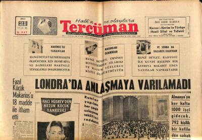 Tercüman Gazetesi 21 Ocak 1964 - Fazıl Küçük Makariosu 18 Madde İle İtham Etti GZ77555 - 1