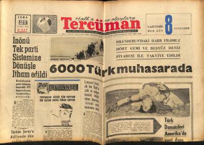 Tercüman Gazetesi 21 Şubat 1964 - 6000 Türk Muhasarada GZ77510 - 1