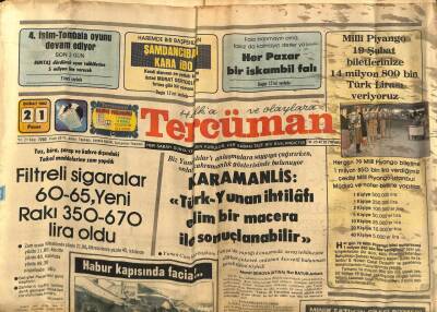 Tercüman Gazetesi 21 Şubat 1982 - Tankerin Çarptığı Peron Çöktü 23 Ölü GZ70287 - 1