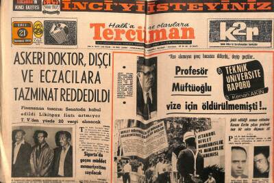 Tercüman Gazetesi 21 Temmuz 1970 - Profesör Müftüoğlu Vize İçin Öldürülmemişti GZ55182 - 1