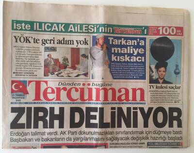 Tercüman Gazetesi 21 Temmuz 2003 - Ak Parti Dokunulmazlıkları Sınırlandırmak İçin Taslak Hazırlıyor ,Zırh Deliniyor GZ11579 - 1