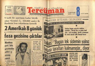 Tercüman Gazetesi 22 Ağustos 1965- Menderes Parti Farkı Gözetmeden Milleti Oy Atmağa Çağırdı GZ70843 - 2