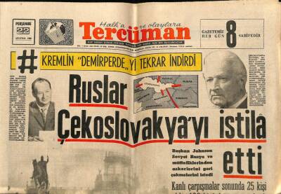 Tercüman Gazetesi 22 Ağustos 1968 - Ruslar Çekoslovakyayı İstila Etti GZ68640 - 1