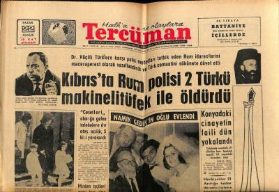 Tercüman Gazetesi 22 Aralık 1963 - Kıbrısta Rum Polisi 2 Türkü Makineli Tüfek İle Öldürdü GZ67603 - 2