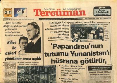 Tercüman Gazetesi 22 Aralık 1981 - Cemal Tural Dün Törenle Defnedildi - Kilise İle Askeri Yönetimin Arası Açıldı GZ122159 - 1