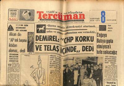 Tercüman Gazetesi 22 Eylül 1965 - Atatürkün Eseri , İnönü Tarafından Tehlikeye Düşürüldü GZ70852 - 2