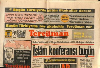 Tercüman Gazetesi 22 Eylül 1969 - İslam Zirve Konferansında GZ54473 - 1