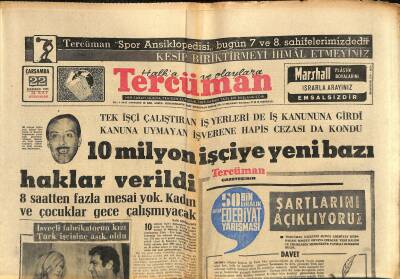 Tercüman Gazetesi 22 Haziran 1966 - Eriksonun Kızı Ve Büyükateş Yıldırım Nikahı İle Evleniyor - 10 Milyon İşçiye Yeni Bazı Haklar Verildi GZ123582 - 1