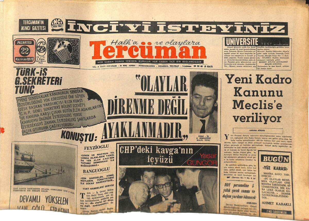 Tercüman Gazetesi 22 Haziran 1970 - Sukarno Öldü - Devamlı Yükselen Van Gölü Etrafını Tehdit Ediyor GZ145140 - 1