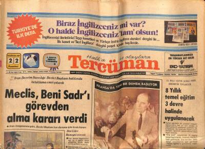 Tercüman Gazetesi 22 Haziran 1981 - İran Devrim Savcılığı Devlet Başkanı Hakkında Tutuklama Emri Çıkardı GZ65748 - 3