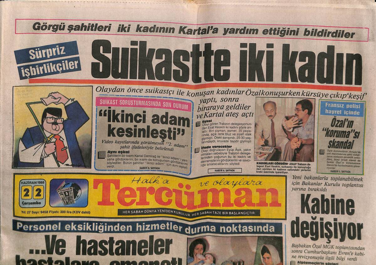 Tercüman Gazetesi 22 Haziran 1988 - Özal'ın Koruması Skandal - Baykal-İnönü Başbaşa Görüştü GZ150222 - 1