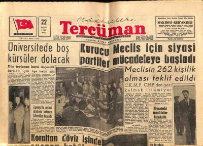 Tercüman Gazetesi 22 Kasım 1960 - Malatyaya Giden Bir Amerikan Uçağı Kayıp GZ67855 - 1