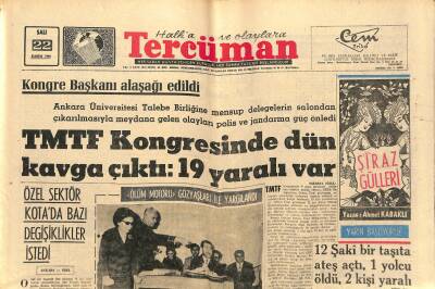 Tercüman Gazetesi 22 Kasım 1966 - TMTF Kongresinde Dün Kavga Çıktı 19 Yaralı Var - Almanların Öğrendiği İlk Kelime Maşallah GZ123603 - 1