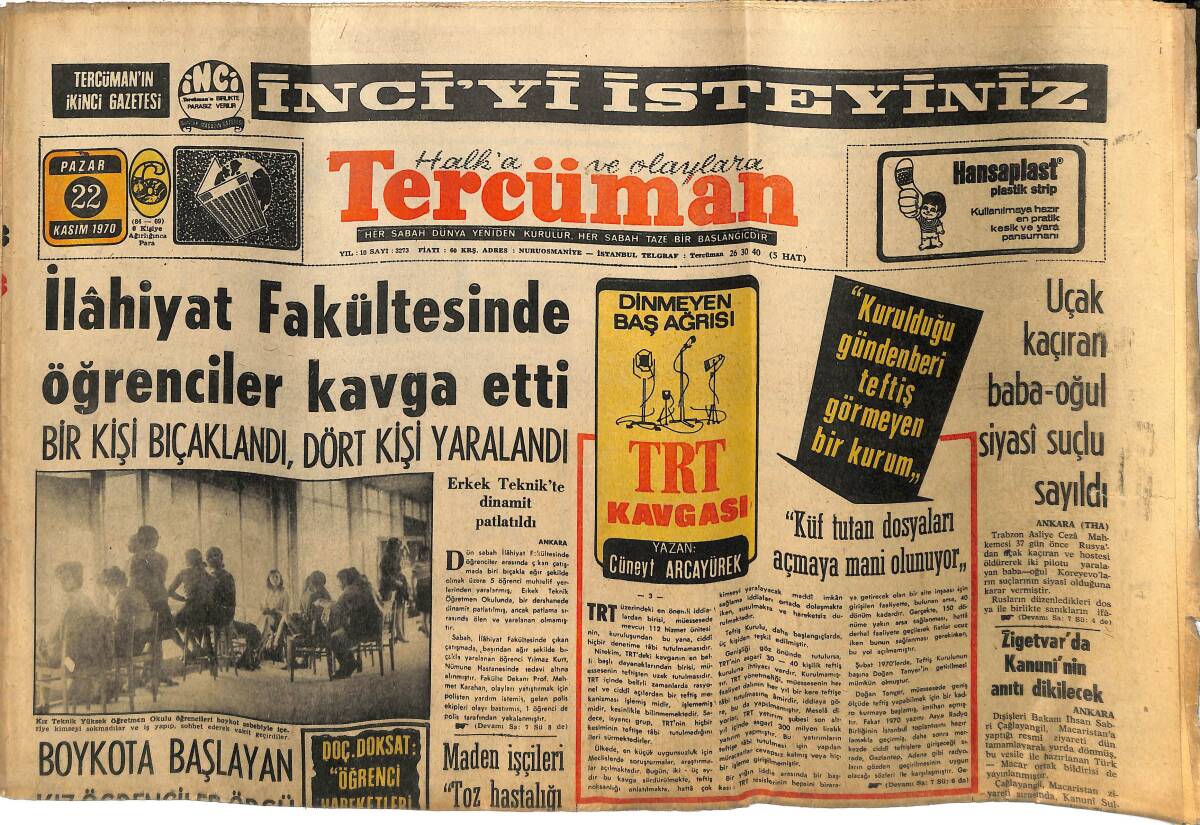 Tercüman Gazetesi 22 Kasım 1970 - İpsiz Recep Ermeni Kaçakçılığında Başrolü Oynuyordu GZ145267 - 1