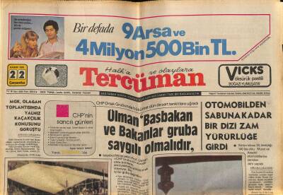 Tercüman Gazetesi 22 Kasım 1978 - Ülman Başbakan Ve Bakanlar Gruba Saygılı Olmalıdır - Otomobilden Sabuna Kadar Bir Dizi Zam Yürürlüğe Girdi GZ123451 - 1