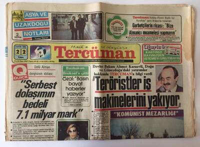 Tercüman Gazetesi 22 Kasım 1985 - 84.Madde Özalın Başını Çok Ağrıtacak GZ10773 - 2