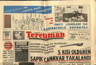 Tercüman Gazetesi 22 Mart 1969 - HASTAŞın Kongresi Yarın Yapılıyor - Fikret Kırcan Genel Af İstedi GZ123478 - 1