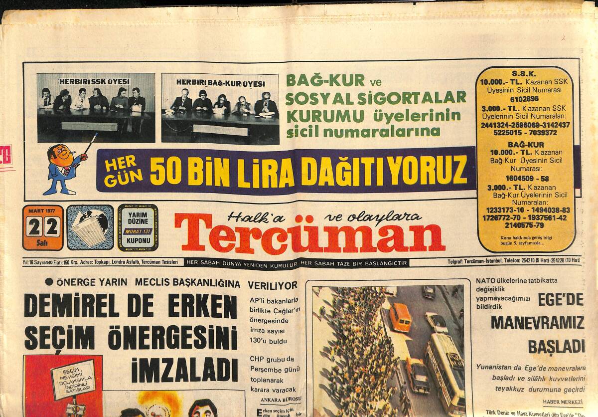 Tercüman Gazetesi 22 Mart 1977 - Kamuran Akkor Söylüyor - İTÜ Ve 2 Yüksek Okul Birer Gün Kapatıldı GZ160302 - 1