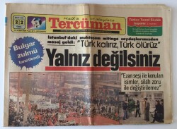 Tercüman Gazetesi 22 Mart 1985 - İstanbuldaki Muhteşem Mitinge Soydaşlarımızdan Mesaj Geldi Türk Kalırız Türk Ölürüz GZ10834 - 2
